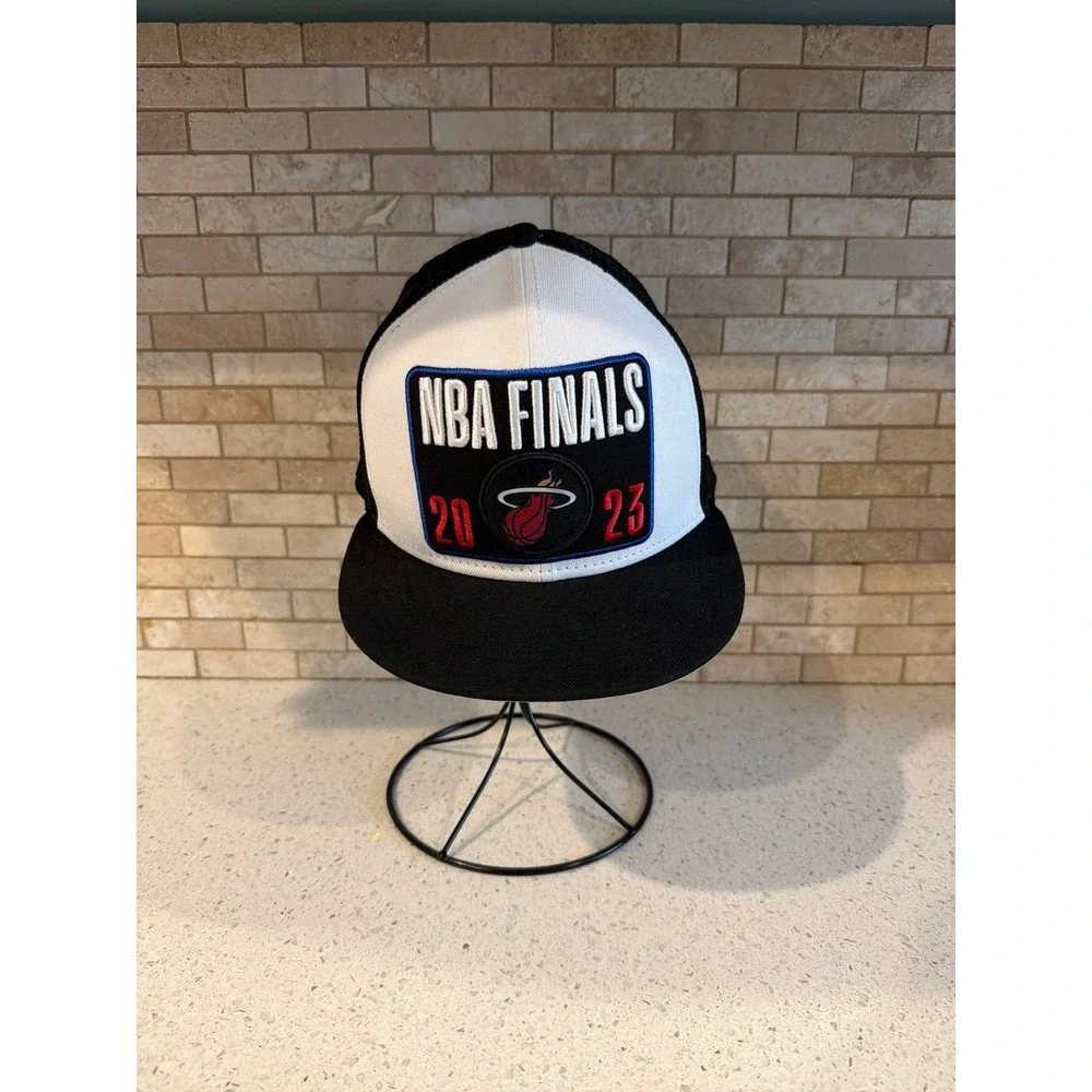 Miami Heat 2023 NBA Finals Snapback Hat Cap Black White Adjustable Basketball